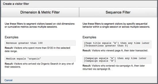 Google Analytics Remarketing Lists - Visitor Filter Example